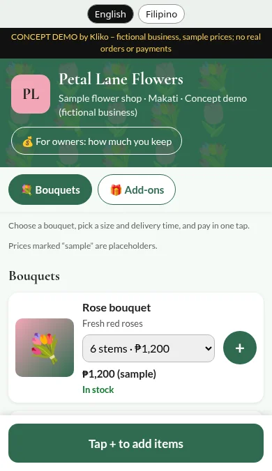 Flower shop (PH) concept demo